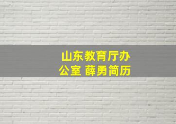 山东教育厅办公室 薛勇简历